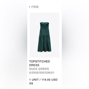 Zara Green Strapless Cocktail Dress